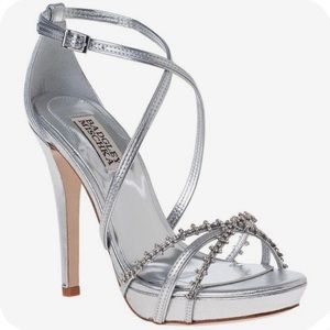 Badgley Mischka Silver Rhinestones Strappy Heels